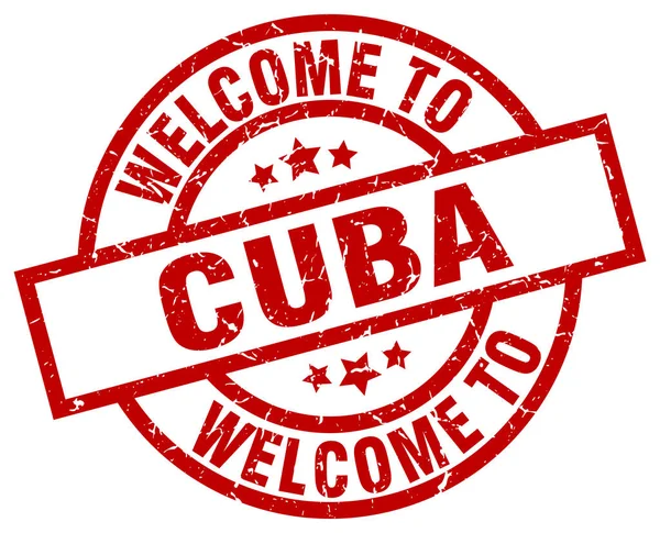 에 오신 것을 환영 합니다 쿠바 붉은 스탬프 — 스톡 벡터