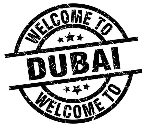 Zapraszamy do Dubaju czarny znaczek — Wektor stockowy