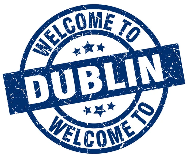 Witamy w Dublinie niebieski znaczek — Wektor stockowy