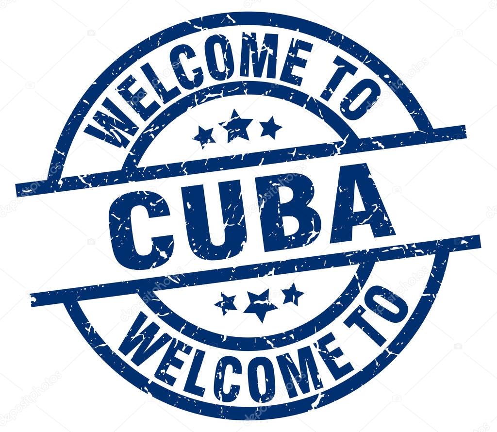 welcome to Cuba blue stamp