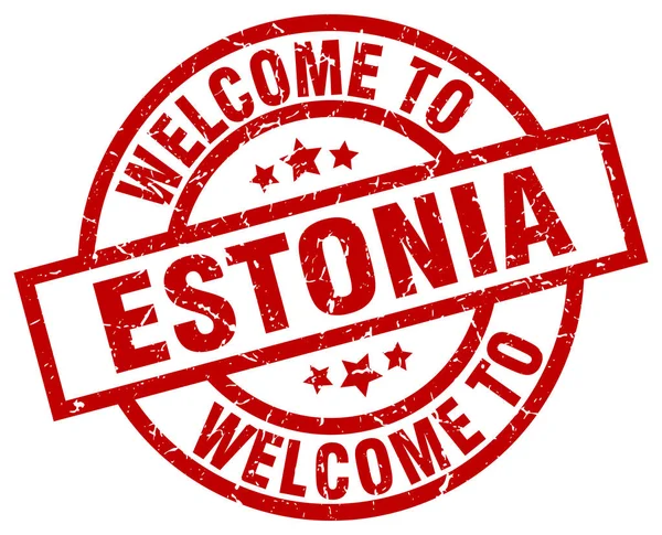 Bienvenue à Estonie timbre rouge — Image vectorielle
