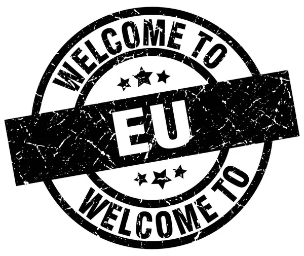 Welcome to eu black stamp — Stock Vector