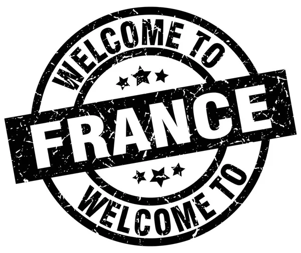 Benvenuto in Francia timbro nero — Vettoriale Stock