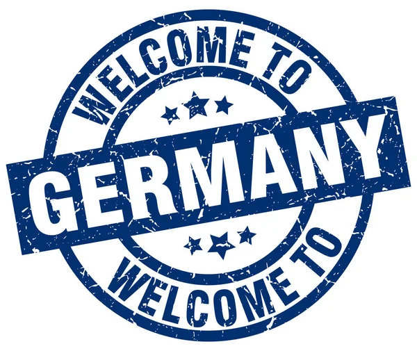 Benvenuto in Germania timbro blu — Vettoriale Stock