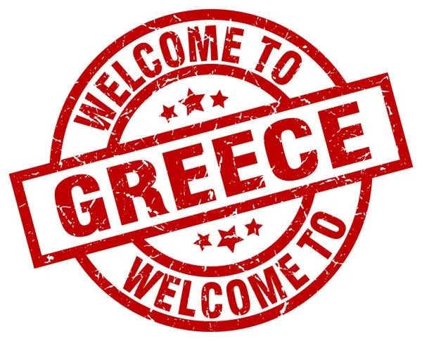 Bem-vindo à Grécia selo vermelho — Vetor de Stock