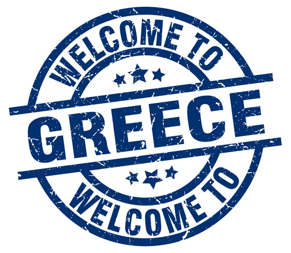Välkommen till Grekland blå stämpel — Stock vektor