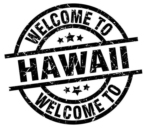 Benvenuto al francobollo nero delle Hawaii — Vettoriale Stock
