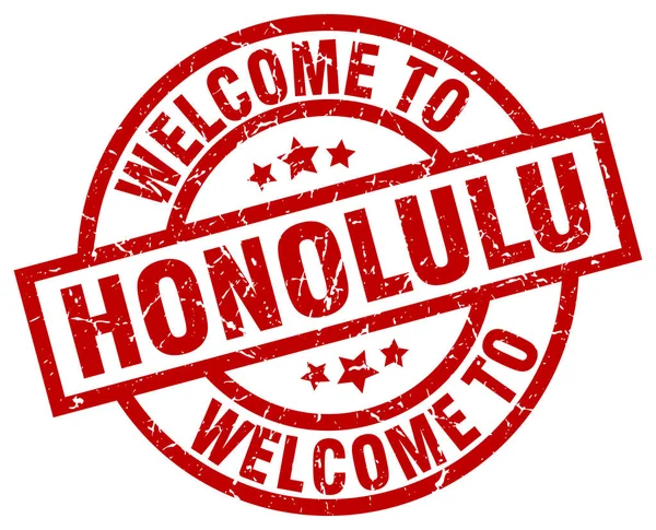 Bienvenido al sello rojo Honolulu — Archivo Imágenes Vectoriales