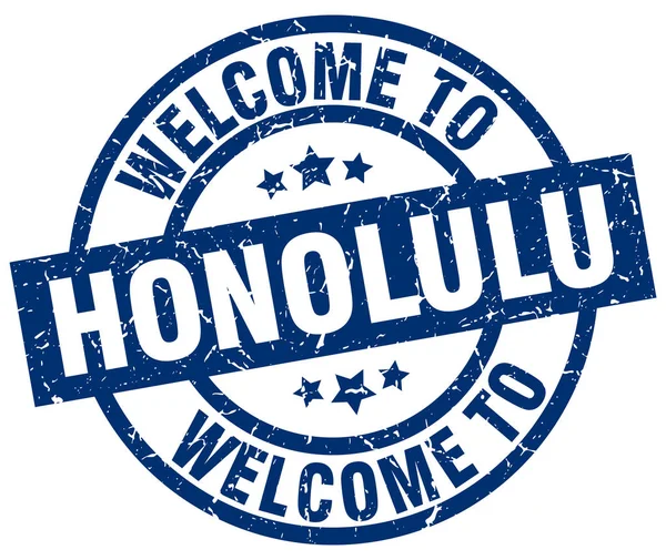 Welkom op Honolulu blauwe stempel — Stockvector