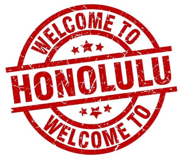 Bienvenue à Honolulu timbre rouge — Image vectorielle