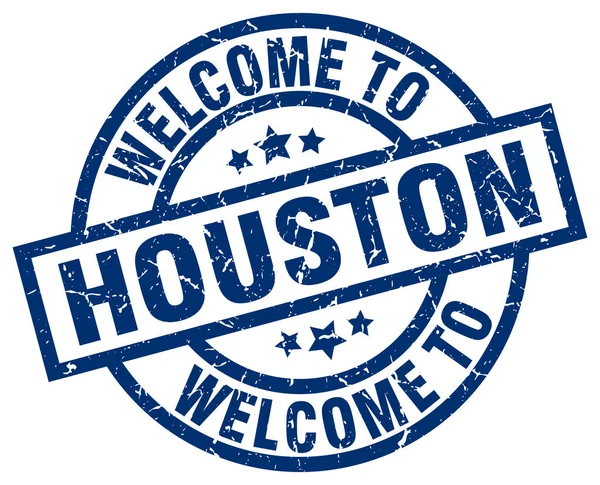 Benvenuto a Houston timbro blu — Vettoriale Stock