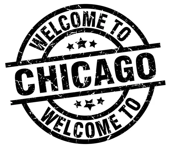 Bienvenido al sello negro de Chicago — Archivo Imágenes Vectoriales