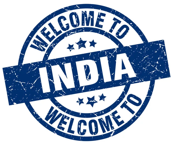 Välkommen till Indien blå stämpel — Stock vektor