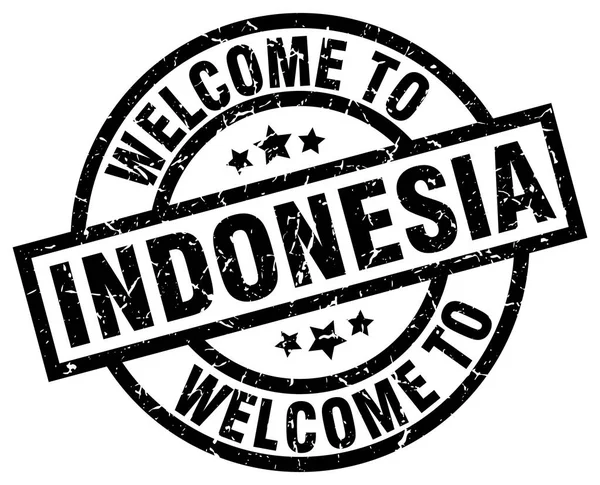 Καλώς ήρθατε στην Ινδονησία μαύρο σφραγίδα — Διανυσματικό Αρχείο