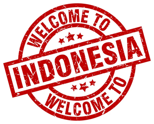 Bienvenido a Indonesia sello rojo — Archivo Imágenes Vectoriales