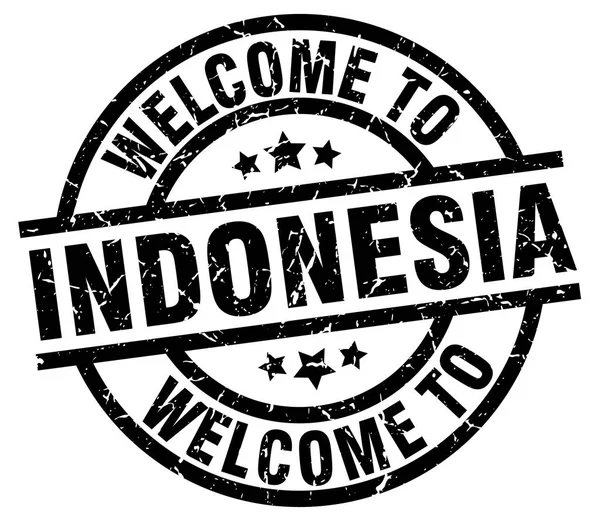 Välkommen till Indonesien svart stämpel — Stock vektor