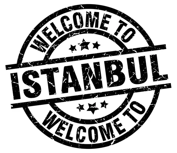 Benvenuto a Istanbul timbro nero — Vettoriale Stock