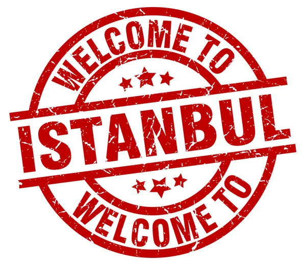 Witamy w Istanbul czerwony znaczek — Wektor stockowy