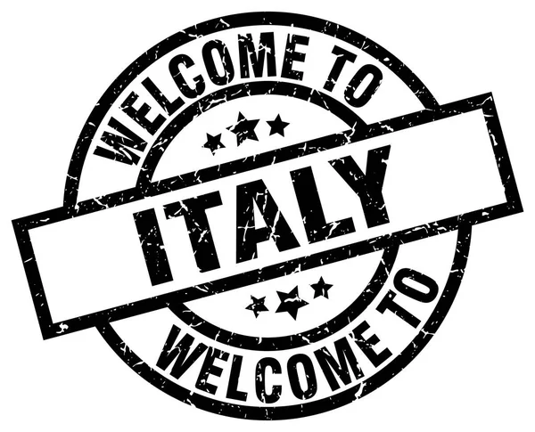 Welkom op Italië zwarte stempel — Stockvector