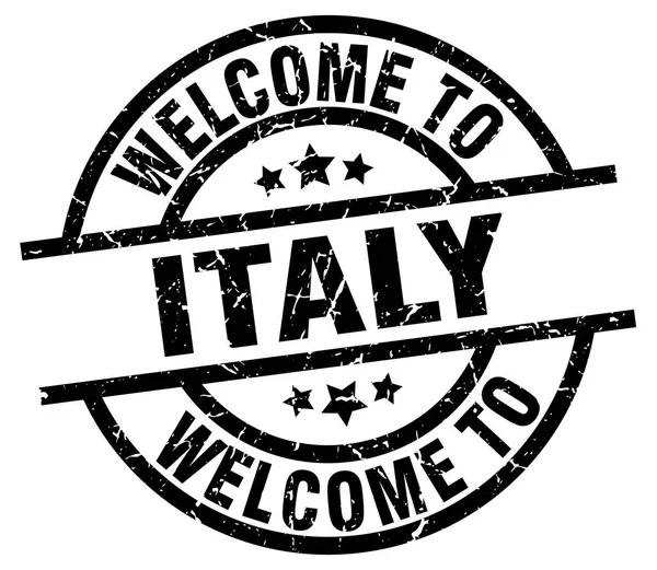 Welkom op Italië zwarte stempel — Stockvector