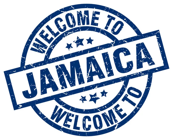 Welkom bij Jamaica blauwe stempel — Stockvector