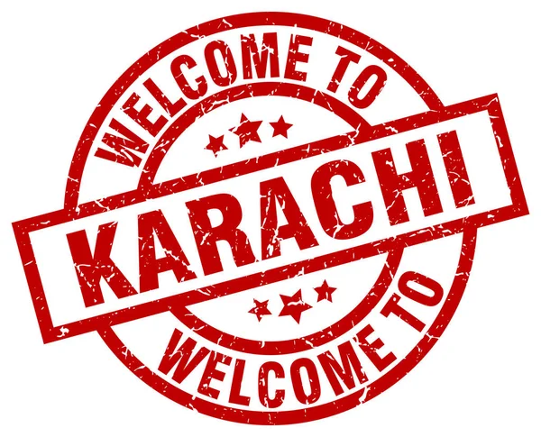 Bienvenue au timbre rouge Karachi — Image vectorielle