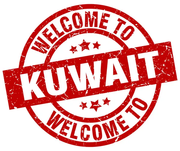 Vítejte v Kuvajtu červené razítko — Stockový vektor