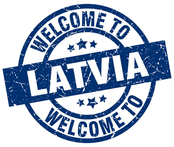 Welcome to Latvia blue stamp — Stock Vector