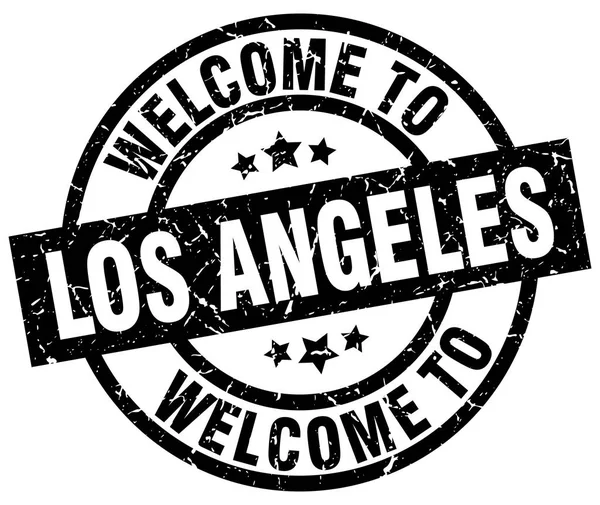 에 오신 것을 환영 합니다 로스 앤젤레스 검은 스탬프 — 스톡 벡터