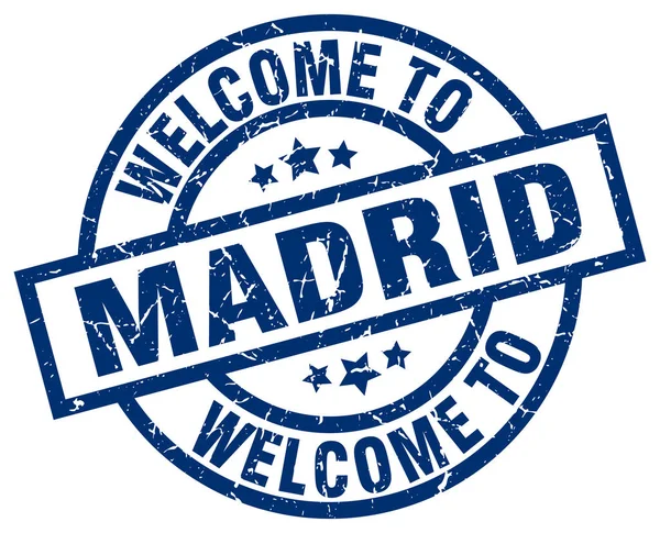 Bienvenue à Madrid timbre bleu — Image vectorielle