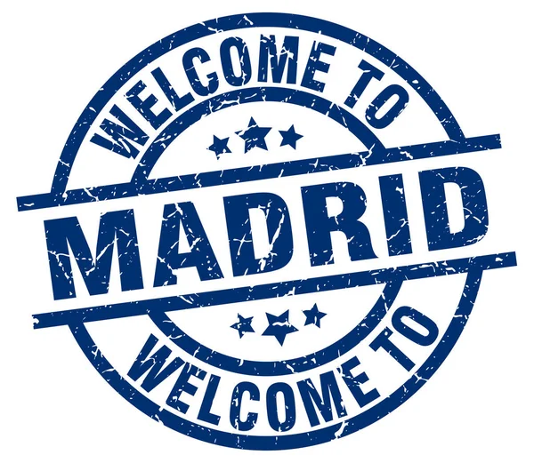 Bienvenue à Madrid timbre bleu — Image vectorielle