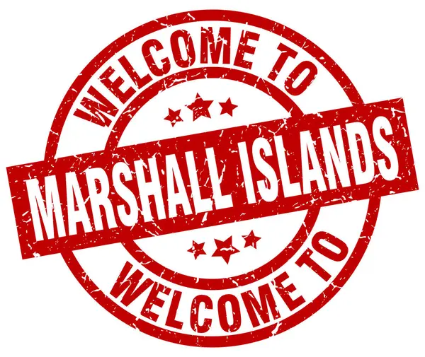 Bienvenido al sello rojo de las Islas Marshall — Vector de stock