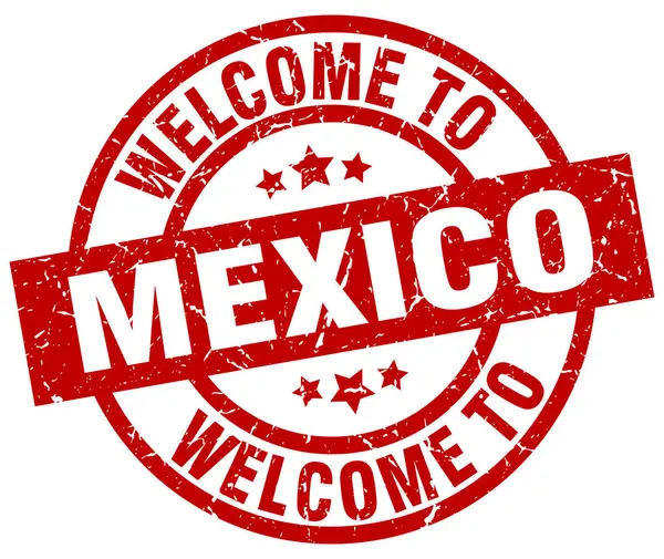メキシコの赤いスタンプへようこそ — ストックベクタ