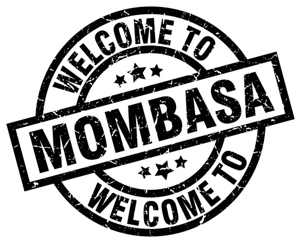 Welkom bij Mombasa zwarte stempel — Stockvector