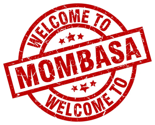 Welkom bij Mombasa rode stempel — Stockvector