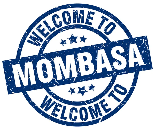 Welkom bij Mombasa blauwe stempel — Stockvector