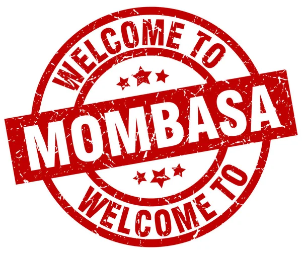 Welkom bij Mombasa rode stempel — Stockvector