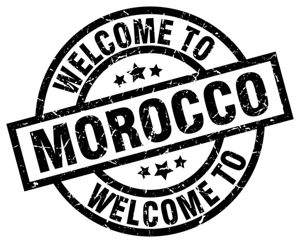 Üdvözöljük fekete Marokkó bélyegző — Stock Vector