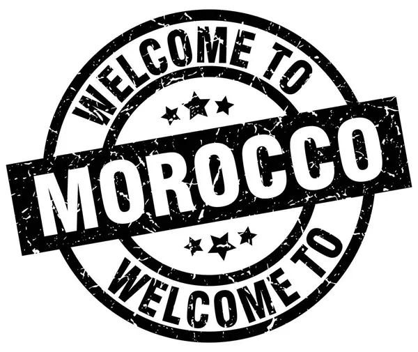 Welcome to Morocco black stamp — Stock Vector