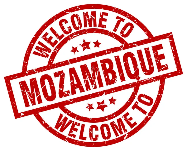 Benvenuto a Mozambico timbro rosso — Vettoriale Stock