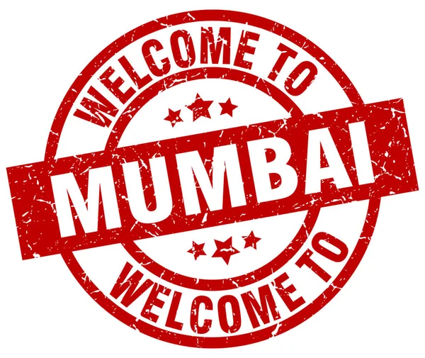 Willkommen bei mumbai rote Briefmarke — Stockvektor