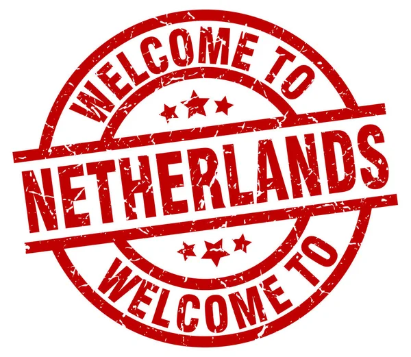 Bem-vindo ao selo vermelho dos Países Baixos — Vetor de Stock