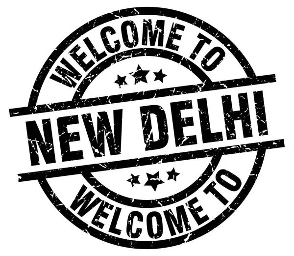 Bienvenue à New Delhi timbre noir — Image vectorielle