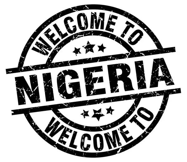 Bienvenido a Nigeria sello negro — Archivo Imágenes Vectoriales