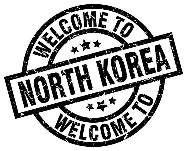 Welcome to North Korea black stamp — Stock Vector