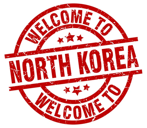 Welcome to North Korea red stamp — Stock Vector