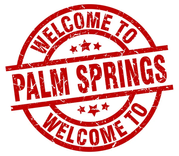 Willkommen bei Palmfedern rote Briefmarke — Stockvektor