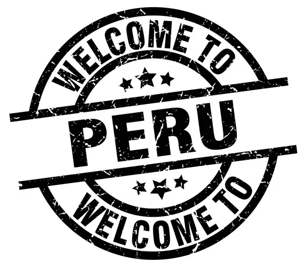 Bienvenido a Perú sello negro — Vector de stock