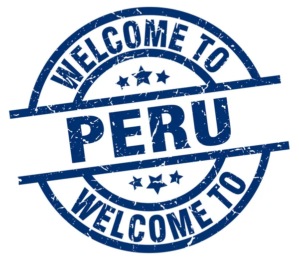 Ласкаво просимо в Перу синій штамп — стоковий вектор