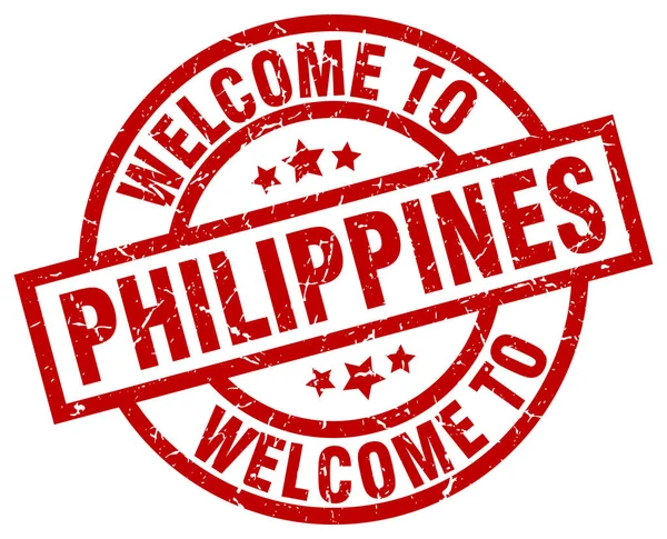 Benvenuto a Filippine timbro rosso — Vettoriale Stock